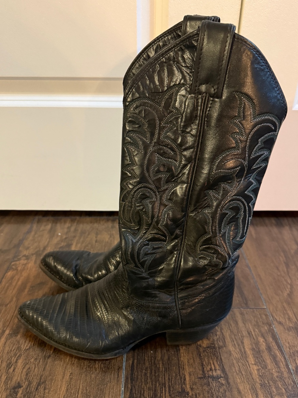 Vintage Justin W4905 Black Western Cowboy J-toe Boots Size 7B